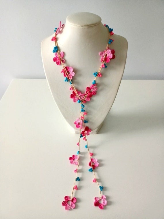 JEWELRY & TIMEPIECES Color Blossom lariat necklace, pink gold