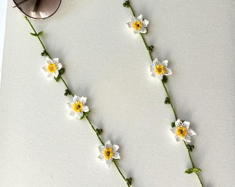 Eyeglass rope, eyeglass string, crochet flowers rope, beaded eyeglass string, mothers day gift, gift for her