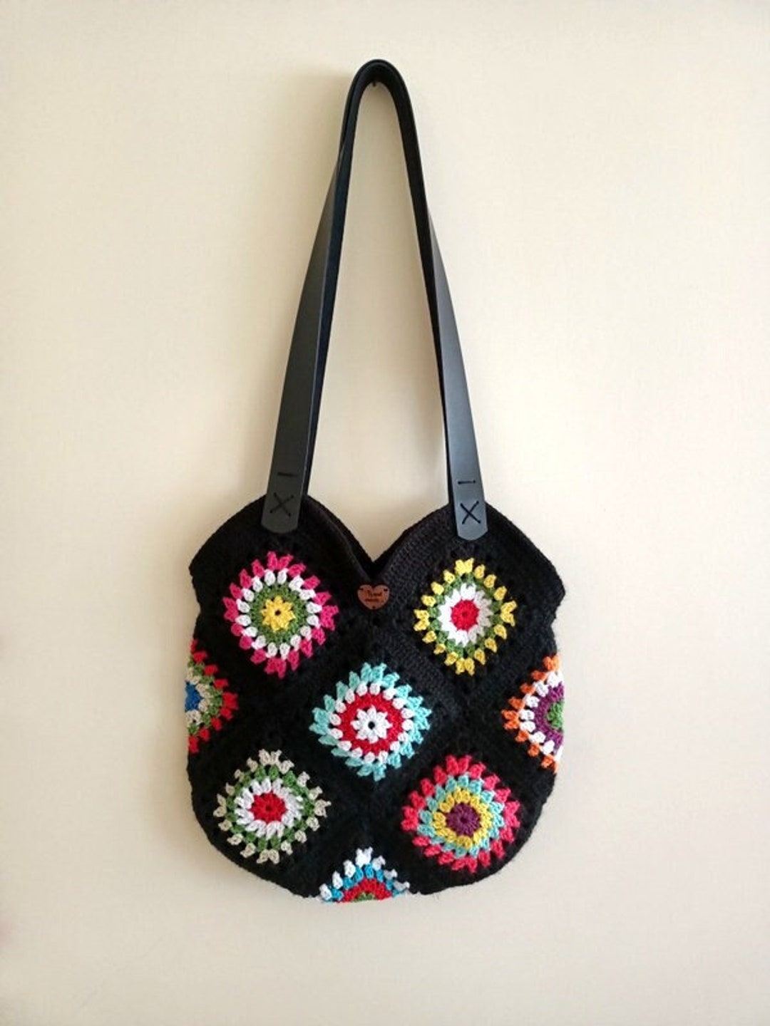 Crochet Tote Bag Crochet Motif Bag Square Crochet Bag Etsy