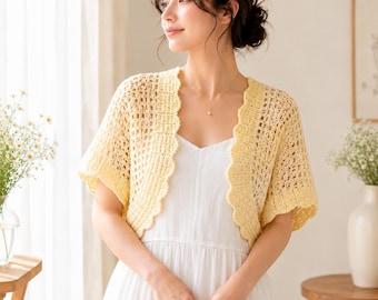 Crochet Bolero Pattern PDF, Lace Shrug, Summer Bridal Cover Up (Digital Download)