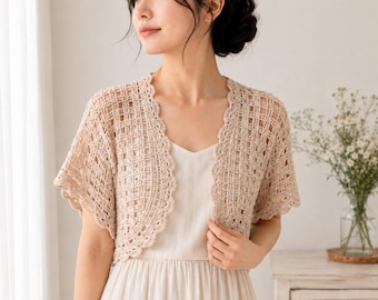 Crochet Bolero Pattern PDF, Lace Shrug, Summer Cardigan, Bridal Cover Up (Digital Download)