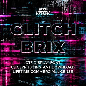 Glitch Brix OTF Font, Cyberpunk Display Typeface for Gaming Logos, EDM Posters, Tech Branding and Merch