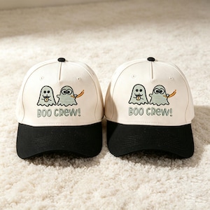 Cute Ghost Halloween Trucker Hat Boo Crew Embroidered Matching Party Caps