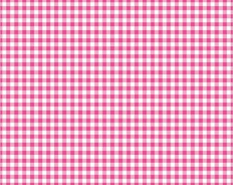 Hot Pink Gingham printed cotton fabric — 1/2 Yard • Continuous Cut For Multi Orders