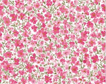 Hot Pink Ditsy Floral printed cotton fabric — 1/2 Yard・Continuous Cut For Multi Orders