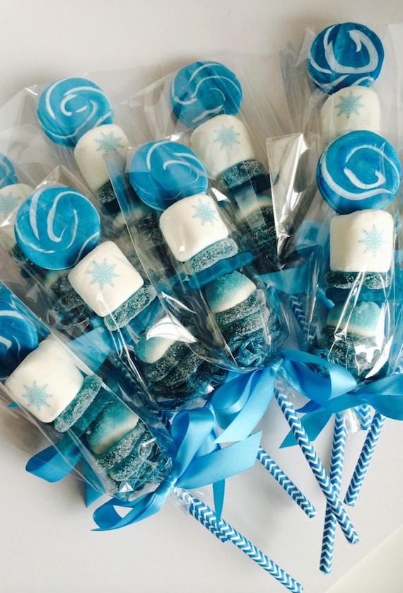 Frozen Winter Party Favor| Candy Skewer | Fun Marshmallow Pop | Lollipop  Favor | Winter Wonderland Party | Children's Birthday | Snowflake 