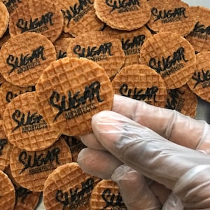 Personalized Mini Stroopwafel. Ice cream Wafer . Wedding Favors. Bulk Cookie. Tea Party Favor. Gelato Cookie. Coffee Shop. Ice cream toppers
