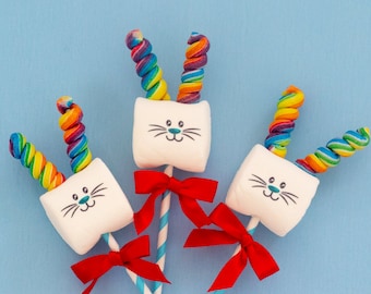 Easter Candy | Rainbow Marshmallow Pop | Bunny Pop | Lollipop Favors | Easter Basket | Cute Easter Candy | Egg Hunt | Childrens Gift |