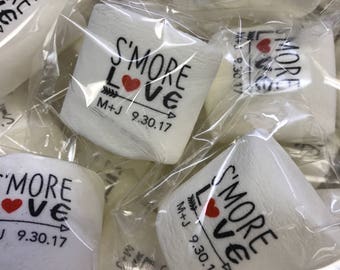 Smore Love Wedding Favors. Custom Marshmallows. Smore Bar| Fall Wedding | Outdoor Wedding | Bonfire Firepit Gift | Glamping | Guest Favors |