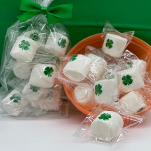 St Patricks Day Gift Marshmallows Table Decor St Patty Gifts Shamrock Green Gift Coworker Gift Edible Gift Vegan Gift image 1