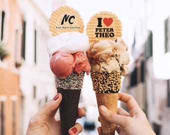 Custom Logo Waffle Cookies | Branded Gelato Toppings, Ice Cream Wafers