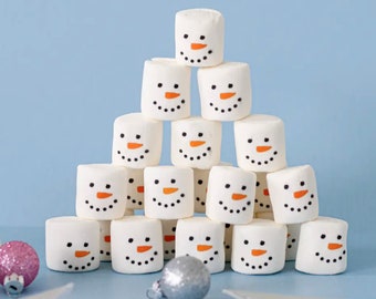 Snowman Marshmallows. Hot Chocolate Gifts. Stocking Stuffer. White Elephant Gift. Secret Santa. Teacher Gift Idea. Hot Cocoa Bar. Snowman