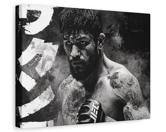 MMA Kämpfer Leinwandkunst, Kampfsportdekor, achteckiges Wandbild mit hohem Kontrast