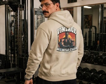 Vintage Muskel Club Gym Hoodie, Unisex Fitness Sweatshirt, Bodybuilder Bekleidung