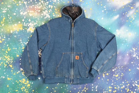 Vintage Carhartt Denim Hooded Jacket (Lined) - XL