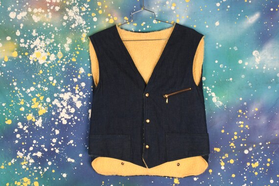 vintage 70s Denim Sherpa lined Vest