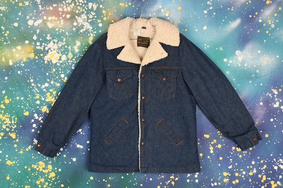 vintage 70s MAVERICK RANCH Denim Sherpa Long Coat
