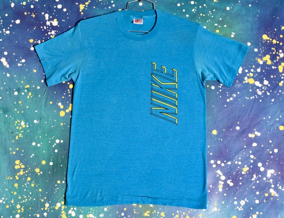 90s Vintage NIKE Grey Tag teal T Shirt - L