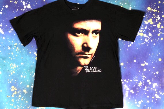 VTG GENESIS VINTAGE TOUR SHIRT 1987 PHIL COLLINS black T-Shirt Reprint Gildan 