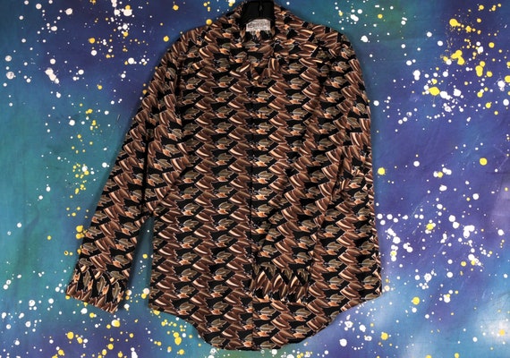 Groovy 70s Polyster Disco Button Down Shirt