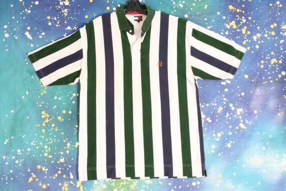 90s vintage TOMMY HILFIGER vertical stripe Polo Sh