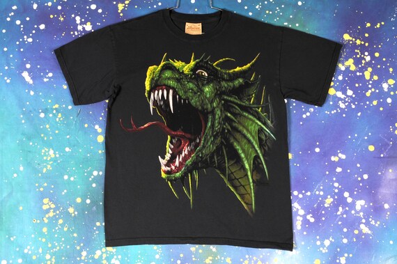 Green DRAGON Head T-Shirt Size M