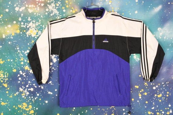 Vintage Adidas Windbreaker Pullover Jacket Hoodie