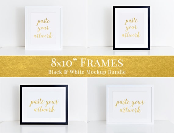 8x10 Frames Mockup Bundle Black And White Frames Horizontal