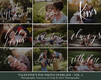 Valentines photo overlays "Valentine's Day Word art", creative photo overlays for Photoshop, actions for Photographers, valentines minis