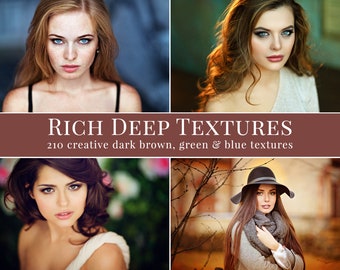 Texturas ricas y profundas para Photoshop, superposiciones creativas para fotógrafos, acciones de Photoshop, fotografía de retratos