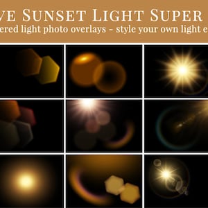 Layered lights photo overlays Sunset Light, golden hour effect, digital photo overlays for Photoshop, light & bokeh photo overlays image 6