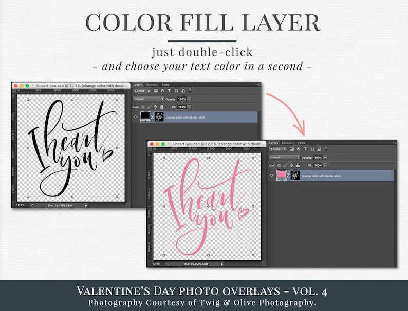 Valentines photo overlays Valentine's Day Word art, creative photo overlays for Photoshop, actions for Photographers, valentines minis image 6