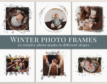 Creative winter frames photo masks for Photoshop, great for holiday photography, photoshop overlays, free video tutorial