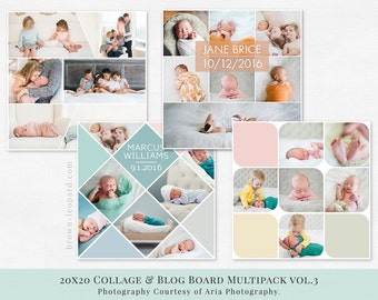 20x20" square Collage & Blog Board Multipack vol.3 - psd layered templates for Photoshop, digital item for photographers, great for canvas