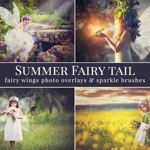 Fairy photo overlays Summer Fairy Tail, fairy wings photo overlays and sparkle brushes, gift crown overlay, photo overlays for Photoshop image 1