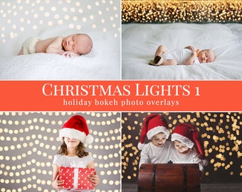 Superpositions de photos de Noël "Christmas Lights 1", superpositions de photos bokeh de vacances pour Photoshop, superpositions de photos pour les photographes