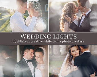 35 different white lights photo overlays for Photoshop, light effects overlays, great for wedding photography and engagement mini sessions