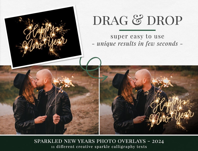 11 Funkelnde Neujahrsfoto-Overlays für 2024, Urlaubsfoto-Overlays für Photoshop, ideal für Weihnachtsfotografie und Familienfotos Bild 2