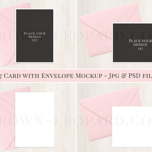 5 x 7 Karte und Umschlag Mockup - (51); stock Fotografie Stil; Einladung-Mock-up, Jpg & Psd-Dateien