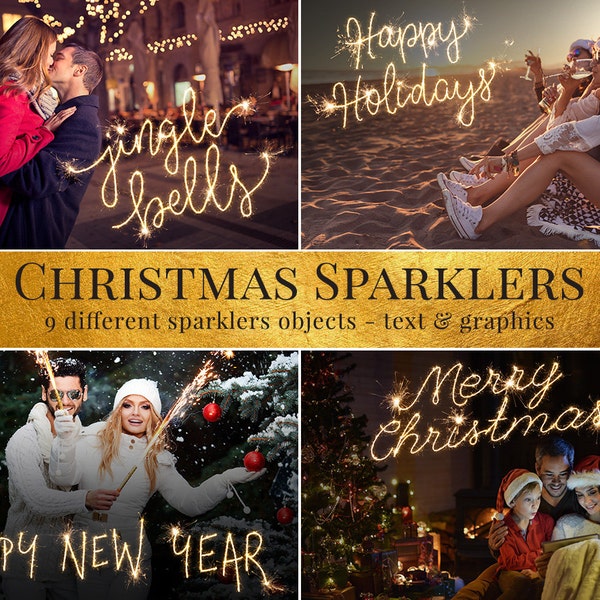 Sparklers photo overlays "Christmas Sparklers",  christmas photo overlays, digital holiday photo overlays for Photoshop