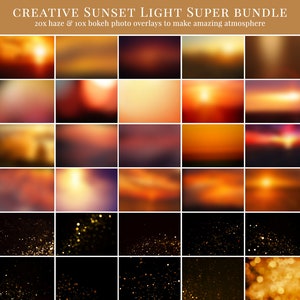 Layered lights photo overlays Sunset Light, golden hour effect, digital photo overlays for Photoshop, light & bokeh photo overlays image 7