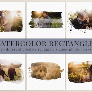 Creative watercolor rectangles photo masks for Photoshop, great for your photography projects, photoshop clipping masks, free video tutorial image 1