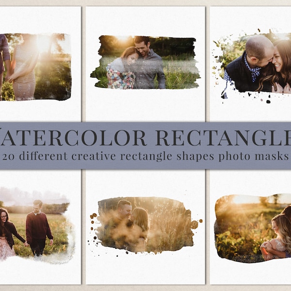 Creative watercolor rectangles photo masks for Photoshop, great for your photography projects, photoshop clipping masks, free video tutorial