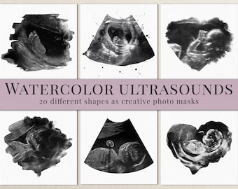 Creative watercolor ultrasound photomasks for Photoshop, great for your photography projects, photoshop clipping masks, free video tutorial