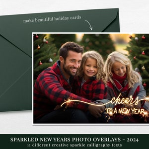 11 Sparkled New Year photo overlays for 2024, holiday photo overlays for Photoshop, great for Christmas photography and family photos image 3