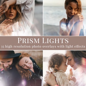 35 different prism lights photo overlays for Photoshop, digital overlays great for summer photography and portraits, creative editing image 1