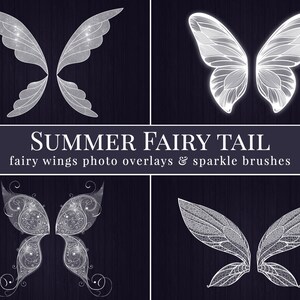 Fairy photo overlays Summer Fairy Tail, fairy wings photo overlays and sparkle brushes, gift crown overlay, photo overlays for Photoshop image 2