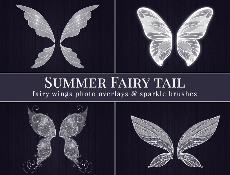 Fairy photo overlays Summer Fairy Tail, fairy wings photo overlays and sparkle brushes, gift crown overlay, photo overlays for Photoshop image 2