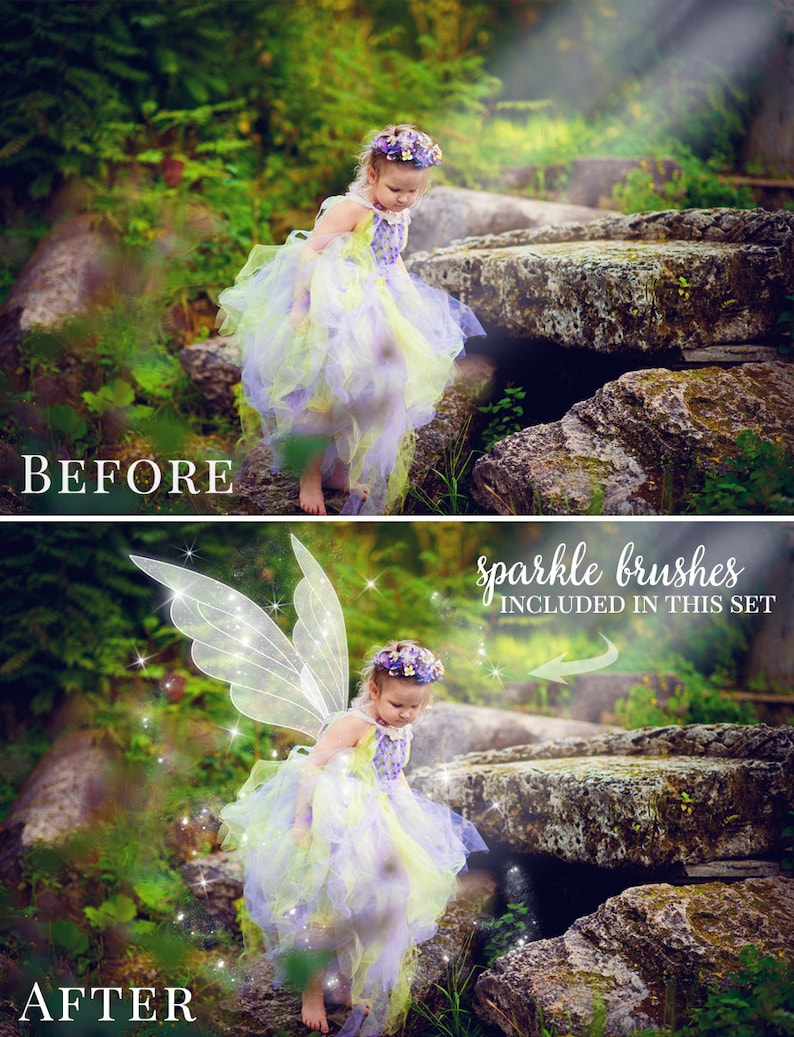 Fairy photo overlays Summer Fairy Tail, fairy wings photo overlays and sparkle brushes, gift crown overlay, photo overlays for Photoshop image 5