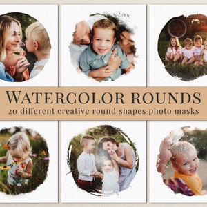 Creative watercolor rounds photo masks for Photoshop, great for your photography projects, photoshop clipping masks, free video tutorial image 1